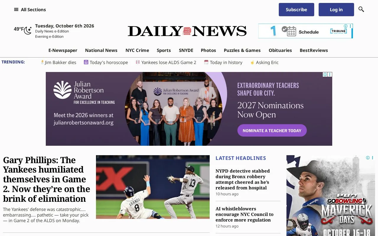 New York Daily News homepage screenshot