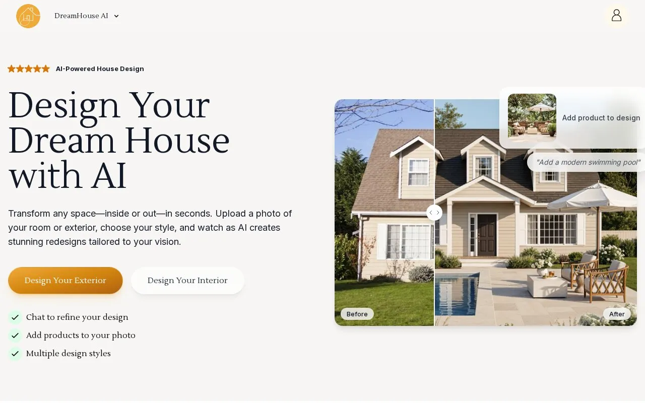 DreamHouse AI homepage screenshot