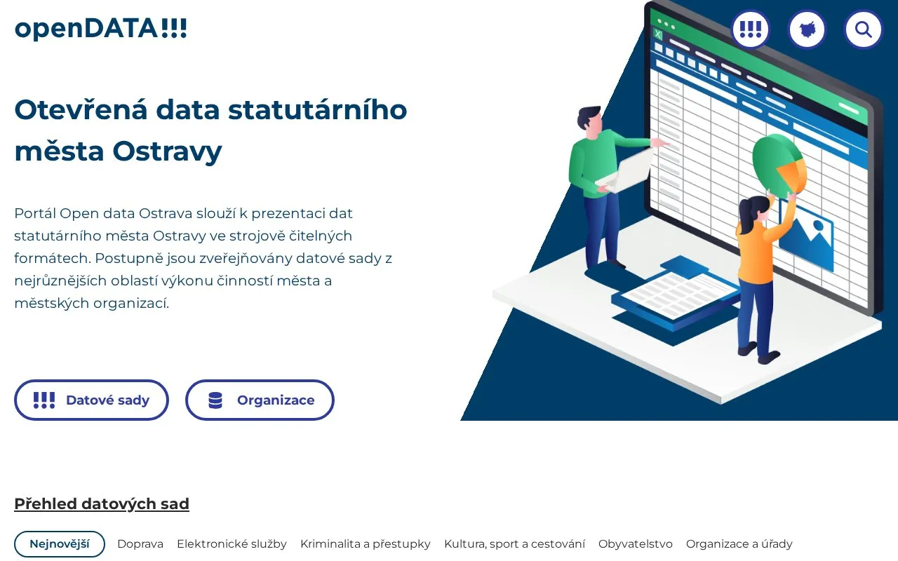 Open data Ostrava homepage screenshot