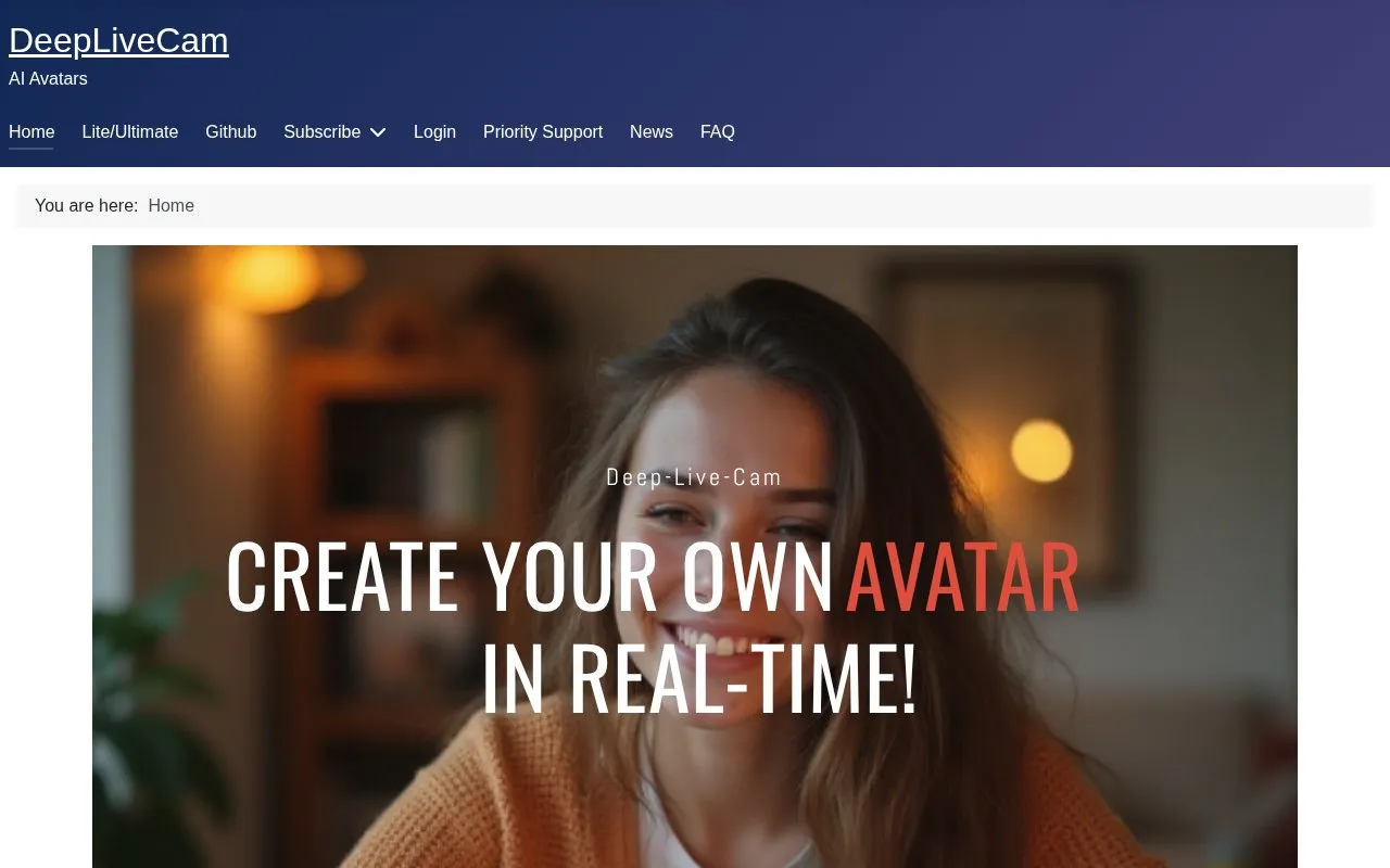 DeepLiveCam homepage screenshot
