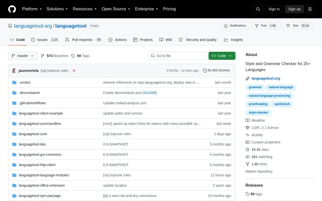 Languagetool homepage screenshot