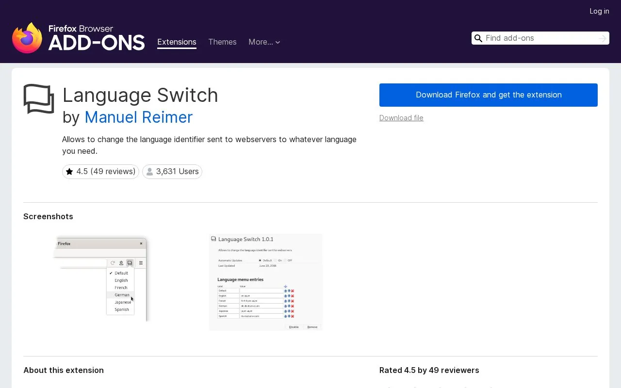 Language Switch by Manuel Reimer homepage screenshot