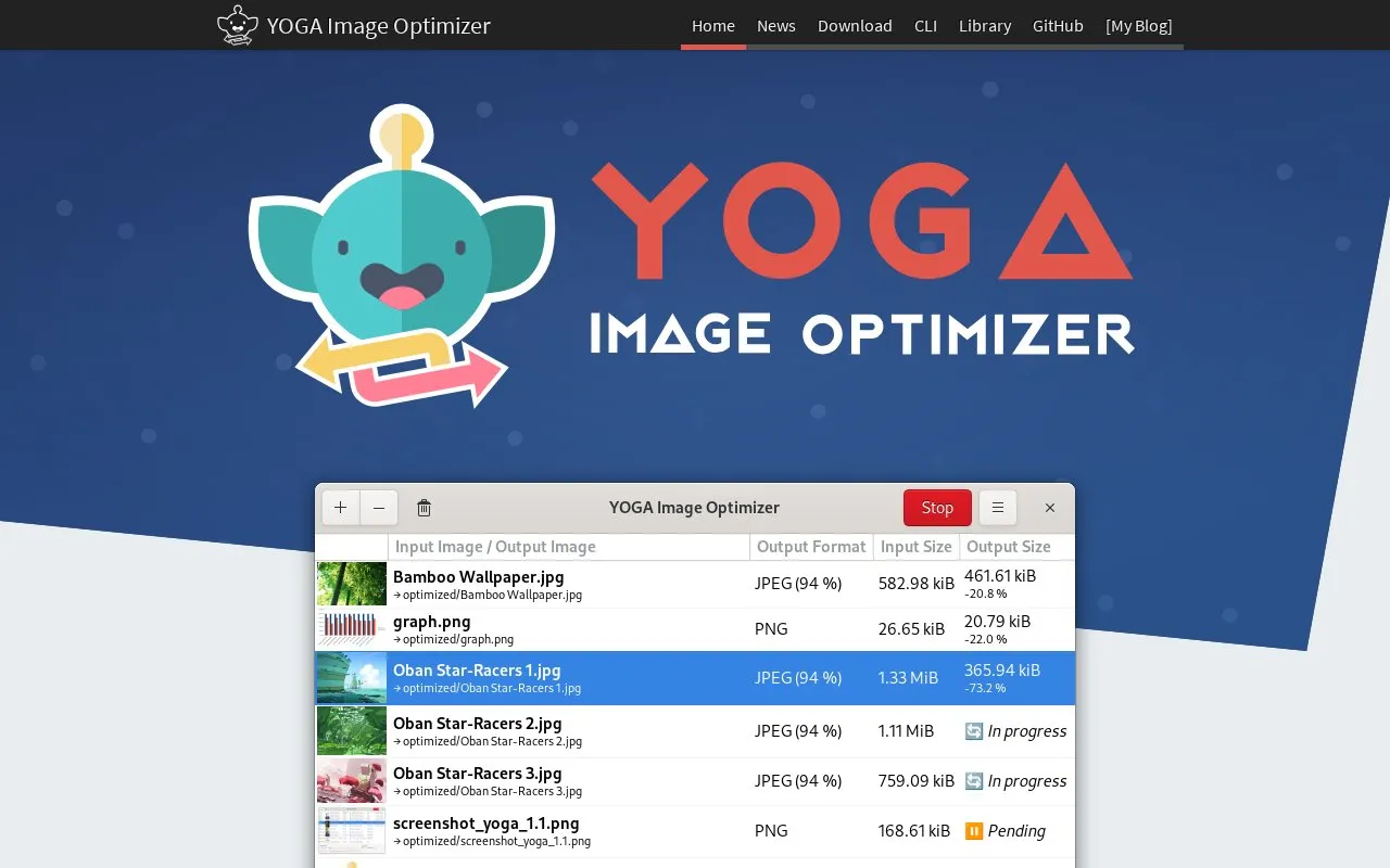 YOGA homepage screenshot
