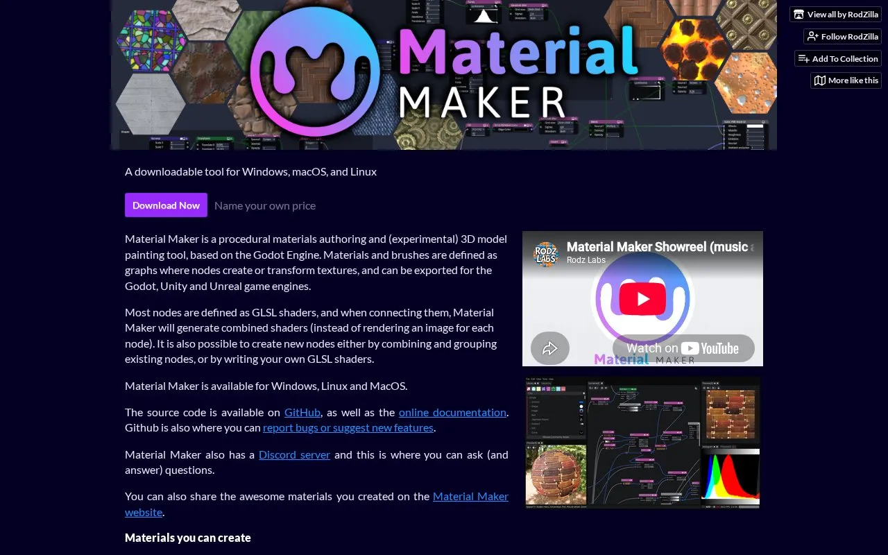 Material Maker homepage screenshot