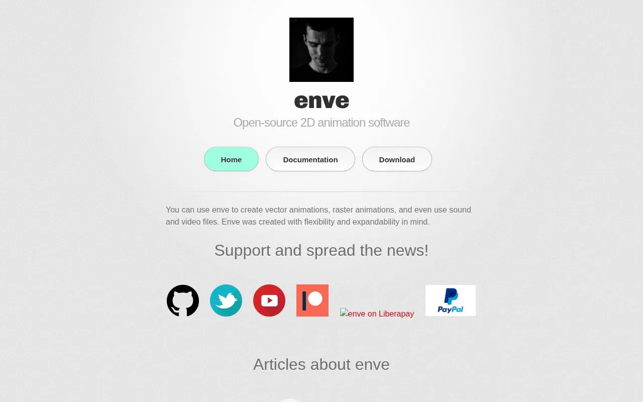 enve homepage screenshot
