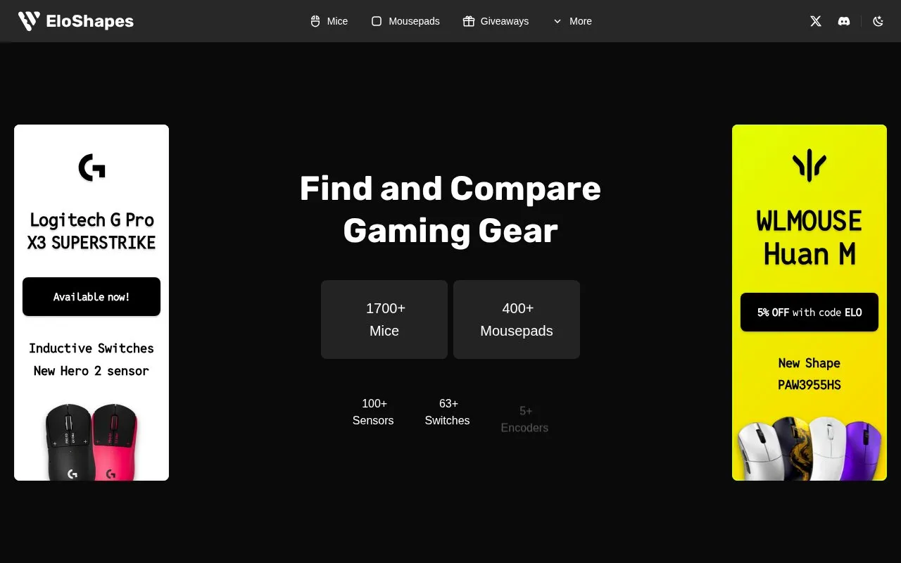 EloShapes homepage screenshot