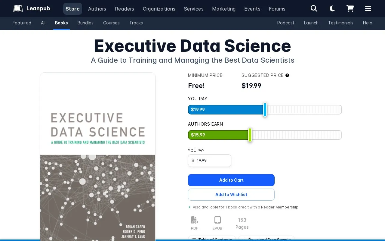Executive Data Science homepage screenshot