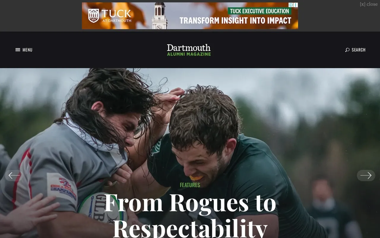 Dartmouth Alumni Magazine homepage screenshot