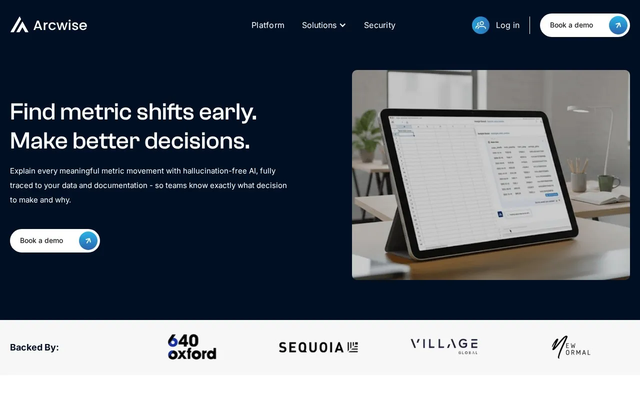 Arcwise homepage screenshot