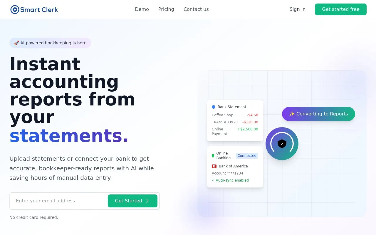 Smart Clerk homepage screenshot