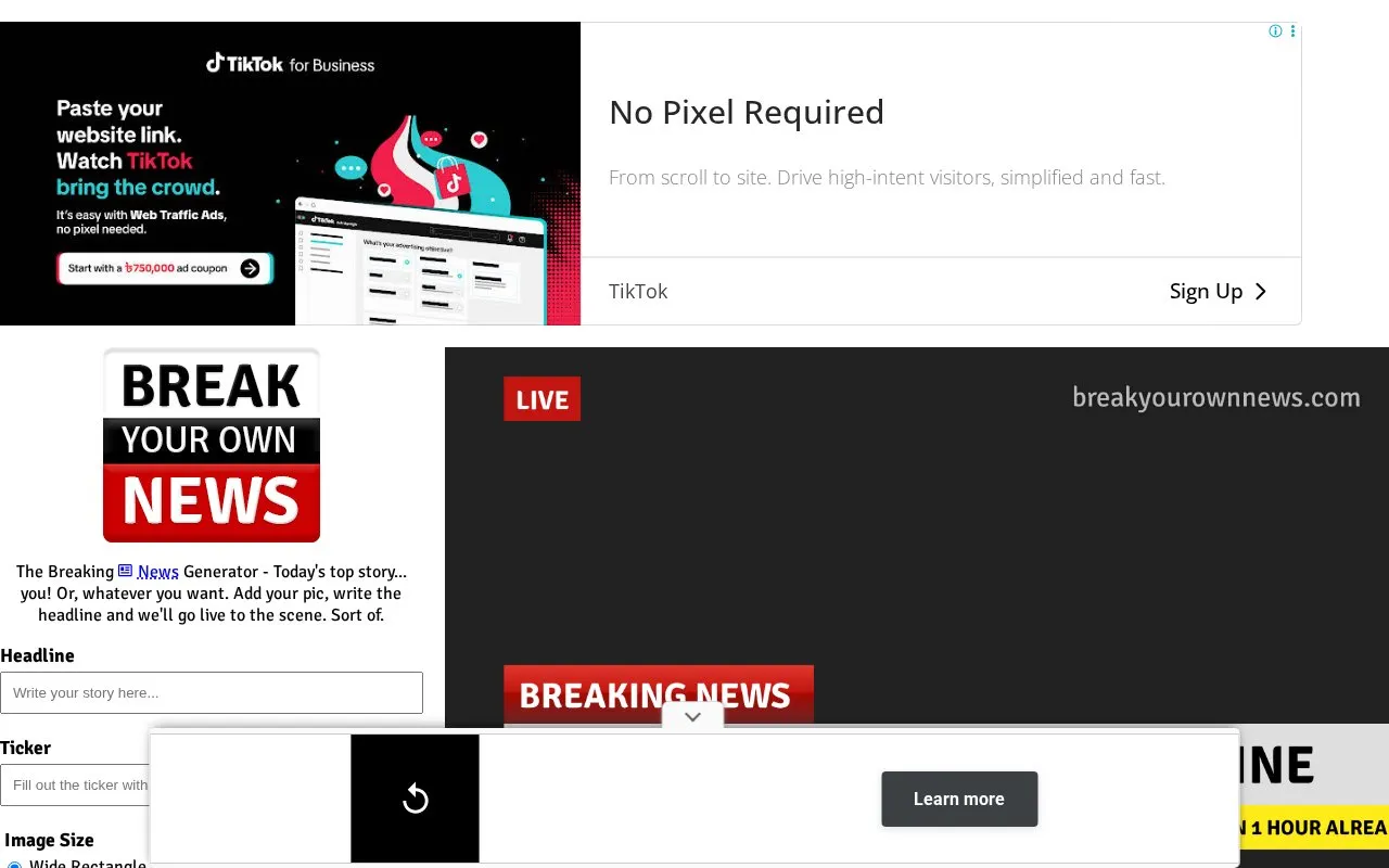 BreakYourOwnNews homepage screenshot