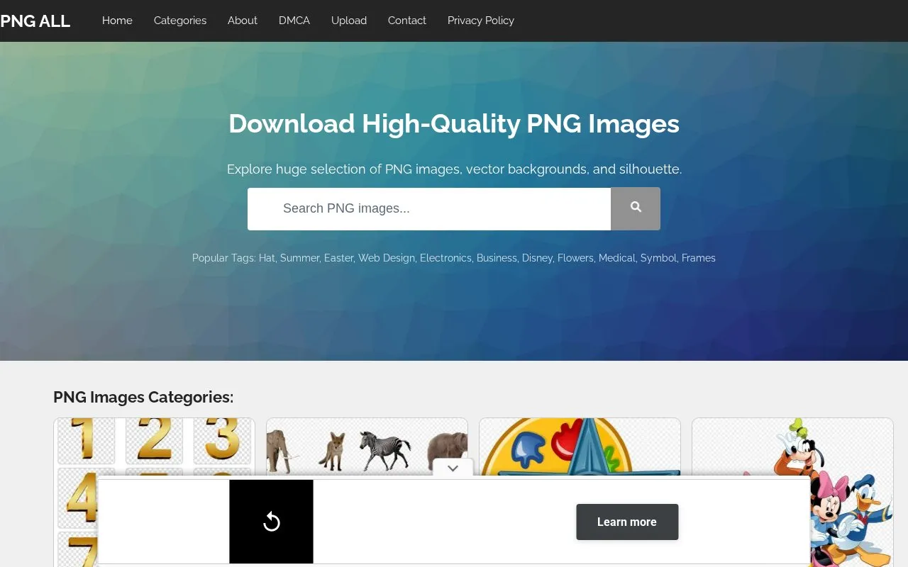 pngall homepage screenshot