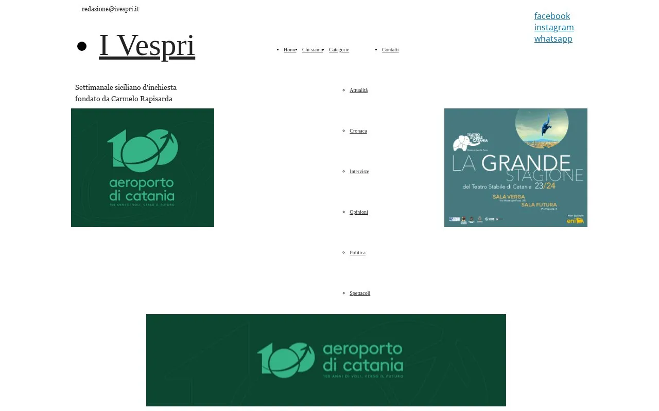 I Vespri homepage screenshot