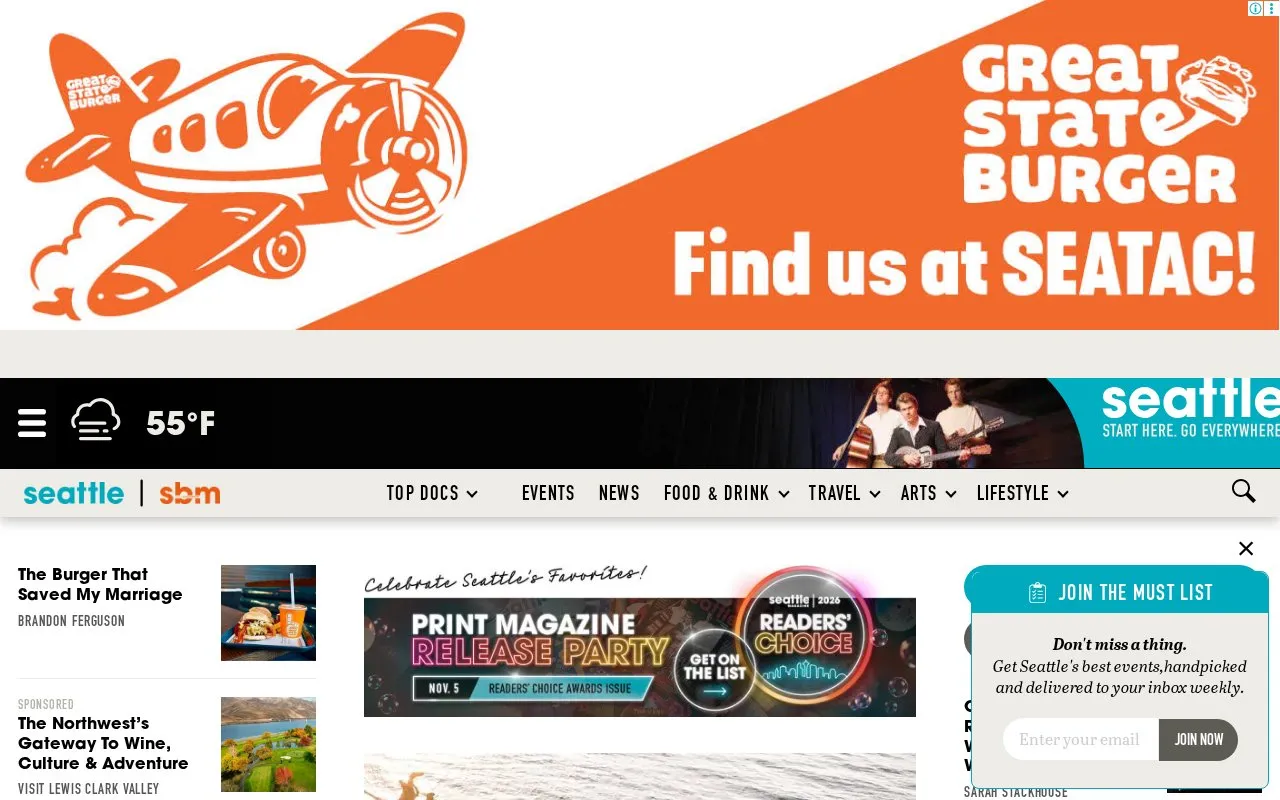 Seattle magazine homepage screenshot