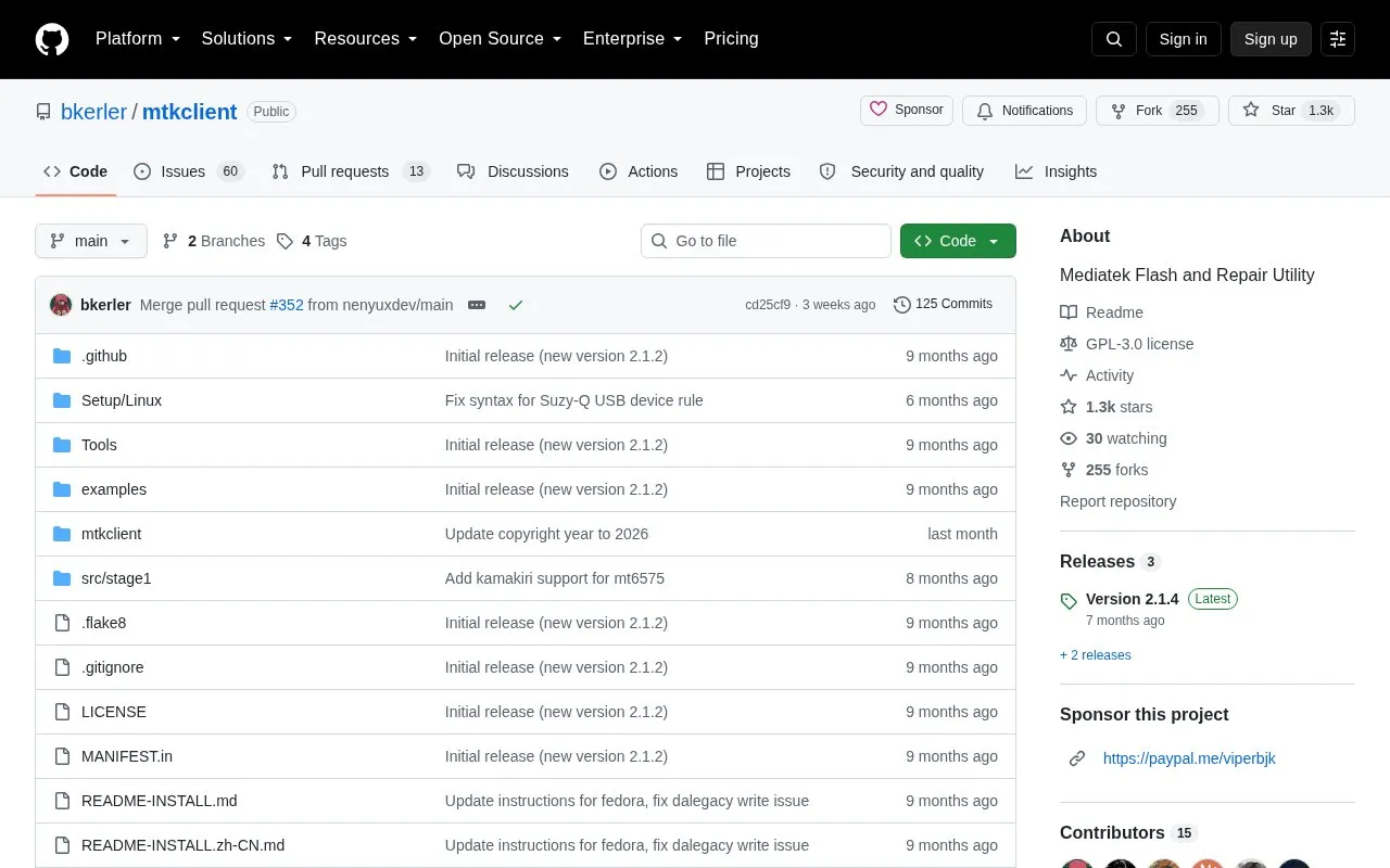 MTKClient homepage screenshot