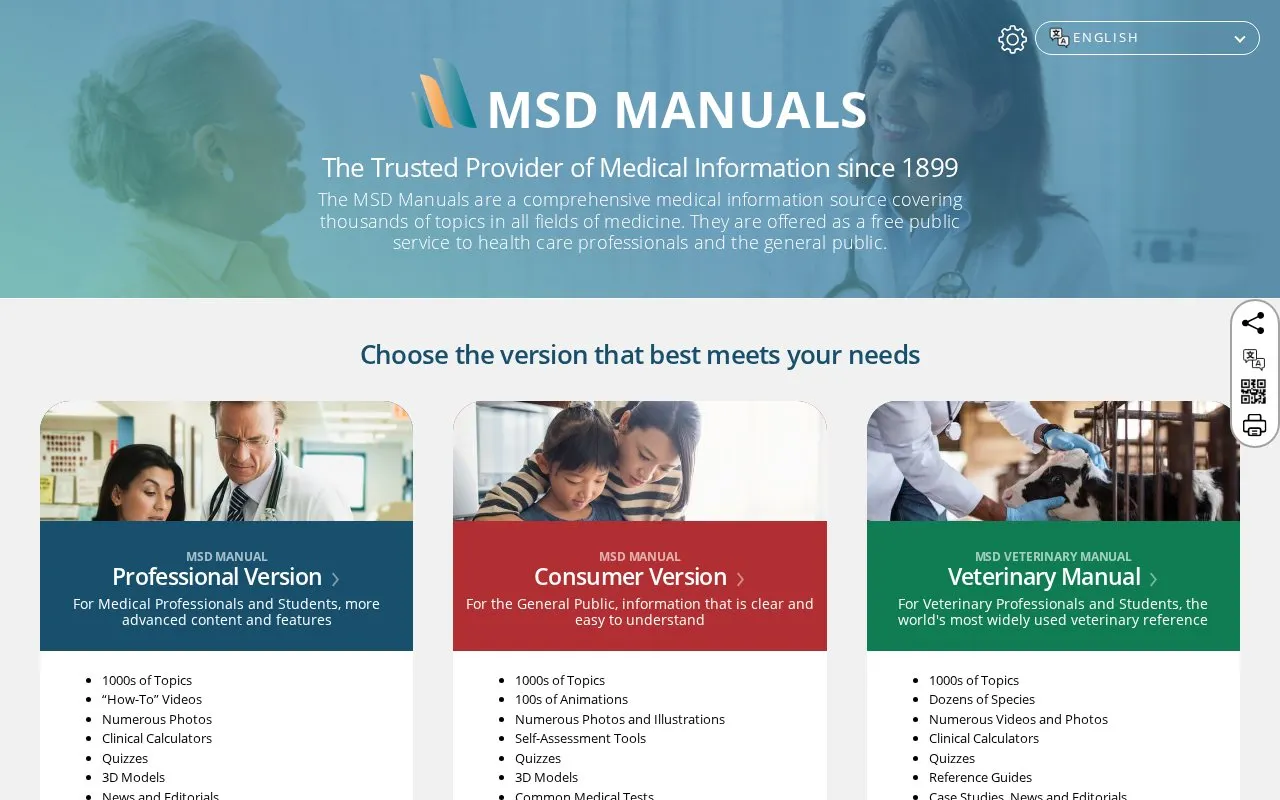 MSD Manuals homepage screenshot