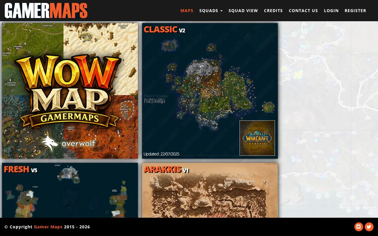 Gamermaps homepage screenshot