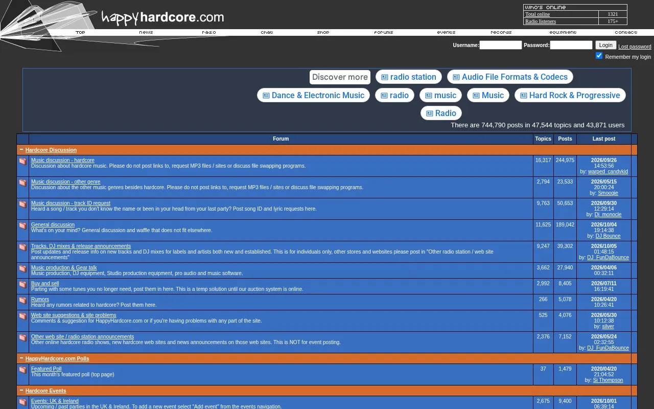 HappyHardcore homepage screenshot