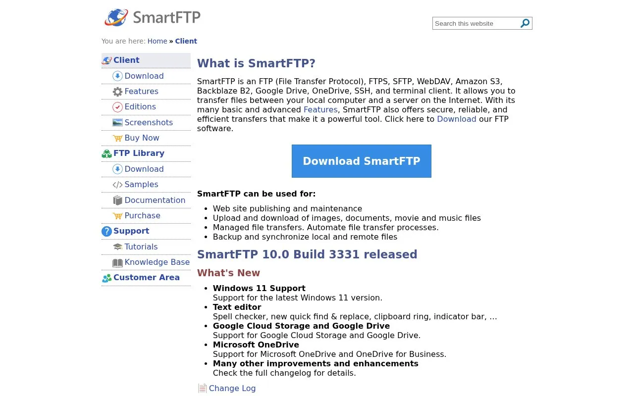 SmartFTP homepage screenshot