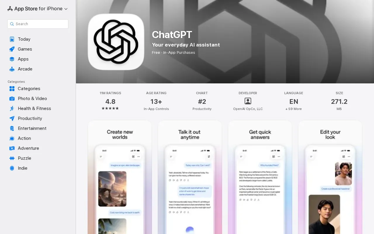 ChatGPT homepage screenshot