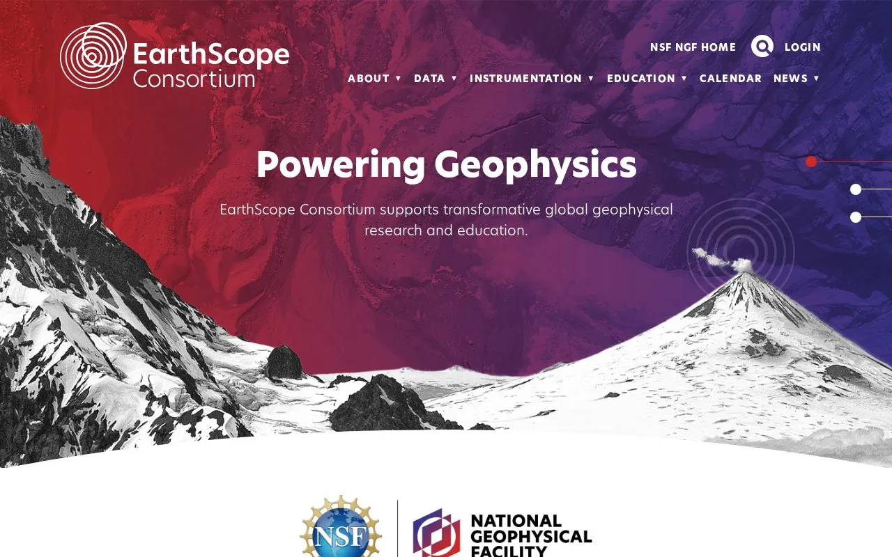 EarthScope homepage screenshot