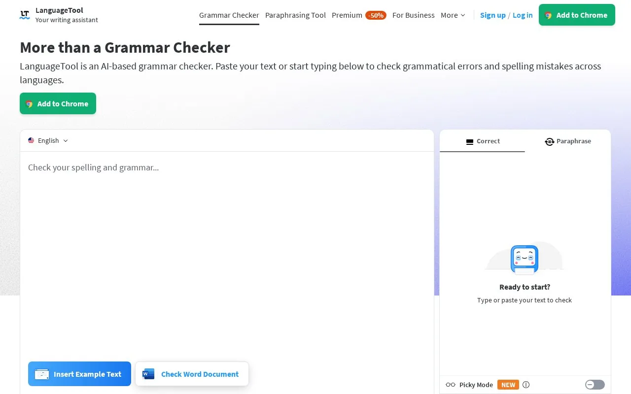 LanguageTool homepage screenshot