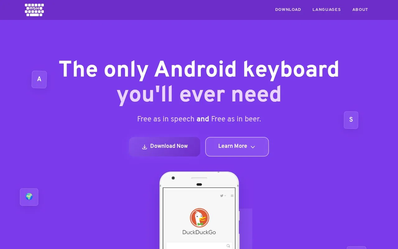 AnySoftKeyboard homepage screenshot