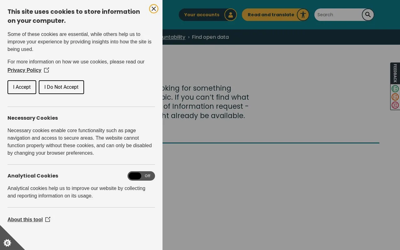 Norwich City Council Open data homepage screenshot