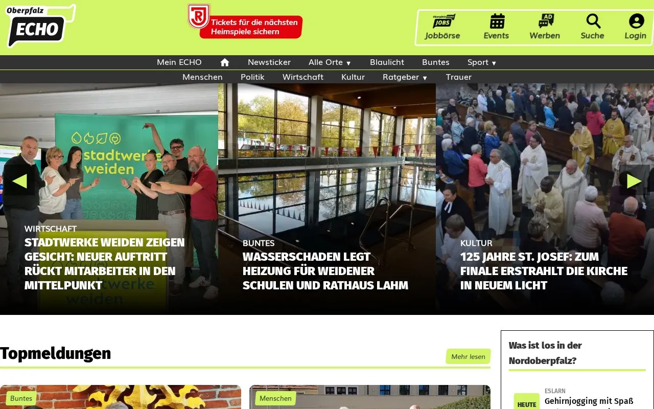 OberpfalzECHO homepage screenshot