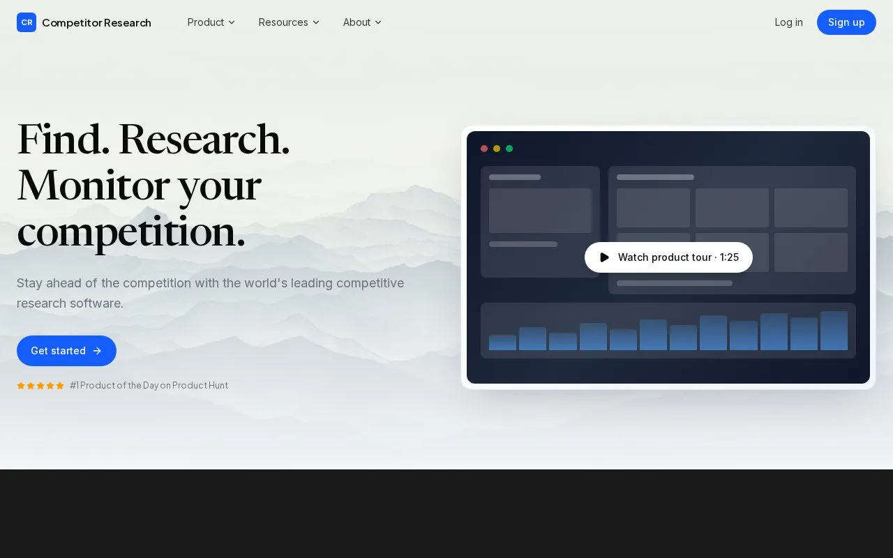 Competitor Research homepage screenshot