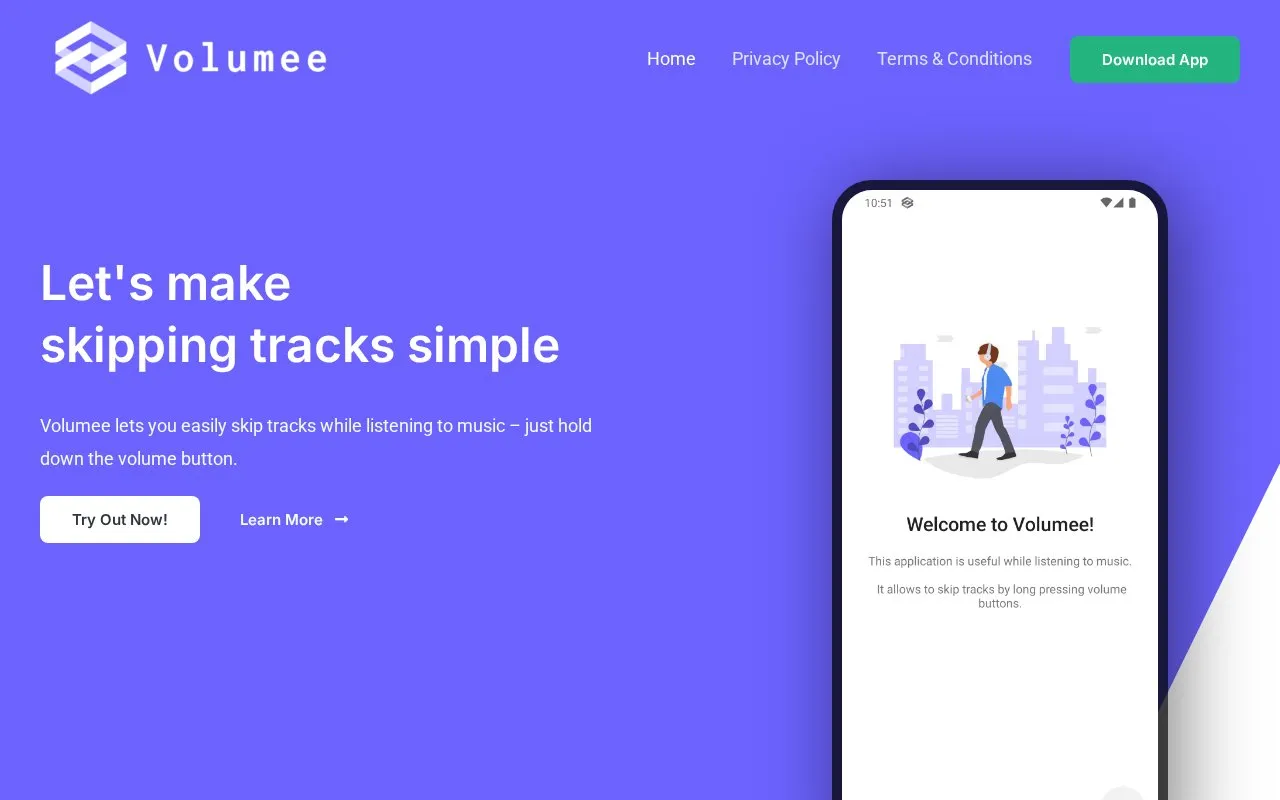 Volumee homepage screenshot