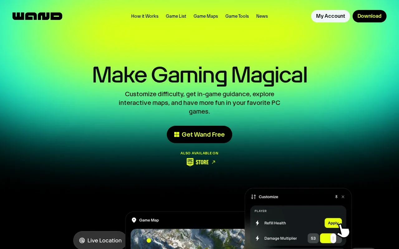 Wand homepage screenshot