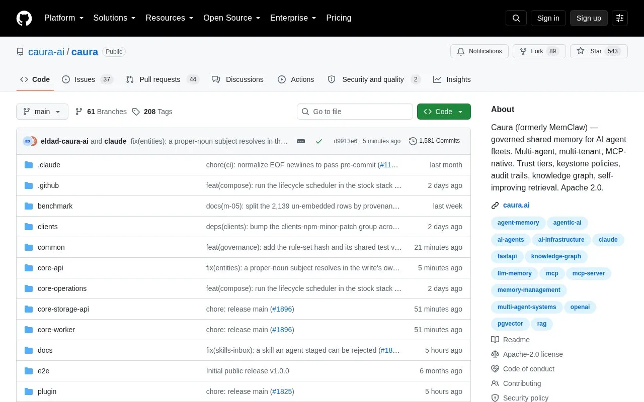MemClaw homepage screenshot