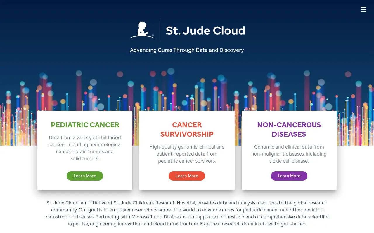 St. Jude Cloud homepage screenshot