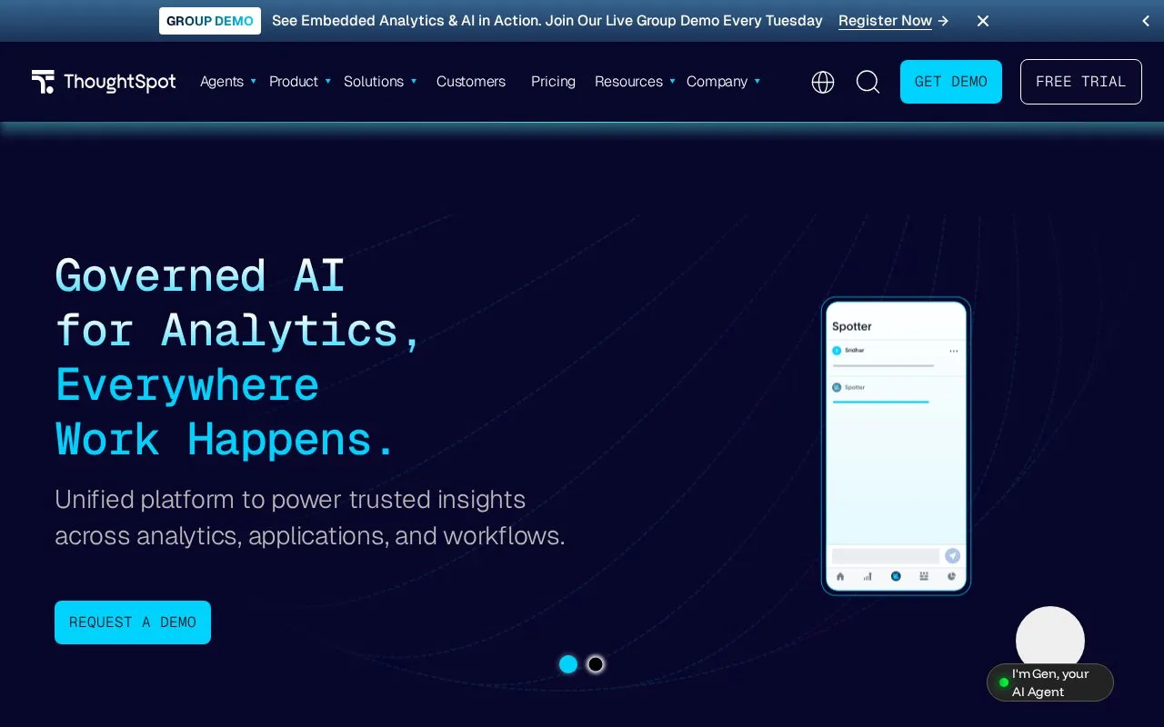 ThoughtSpot homepage screenshot