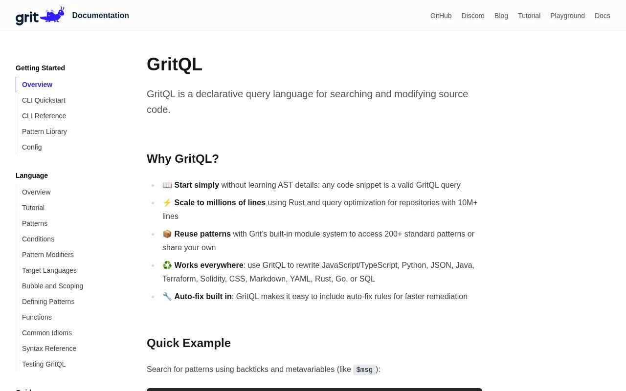 Grit homepage screenshot