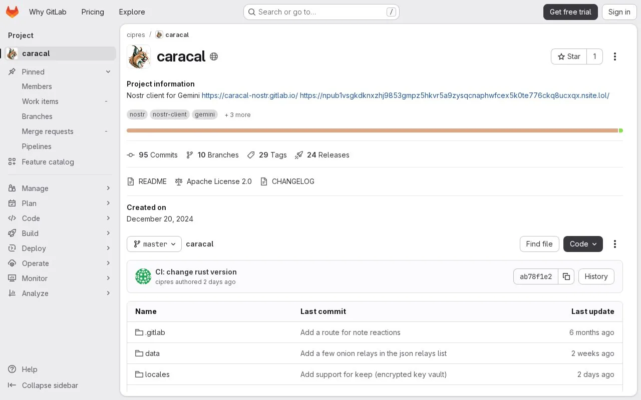 caracal homepage screenshot