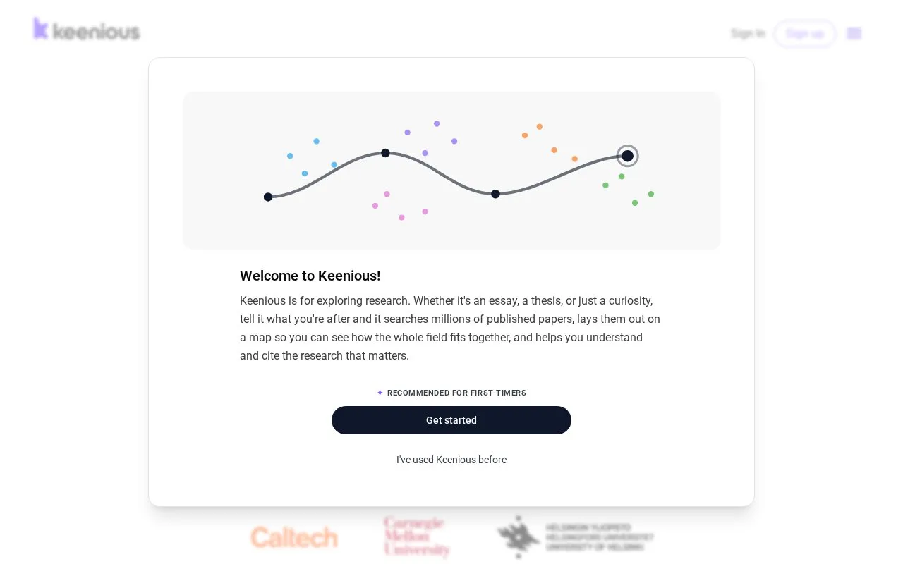 Keenious homepage screenshot