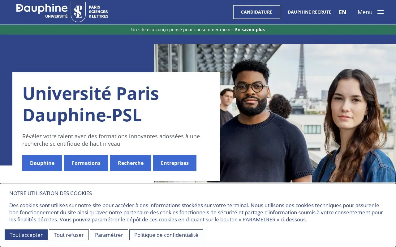Universite Paris Dauphine homepage screenshot