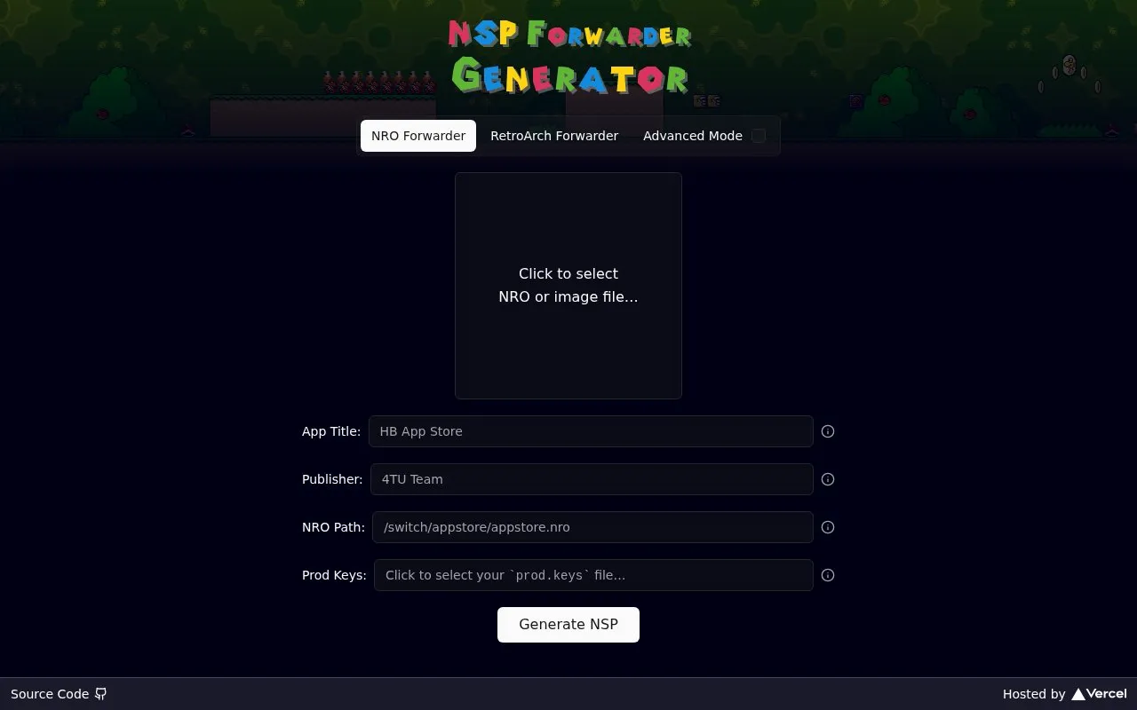 NSP Forwarder homepage screenshot