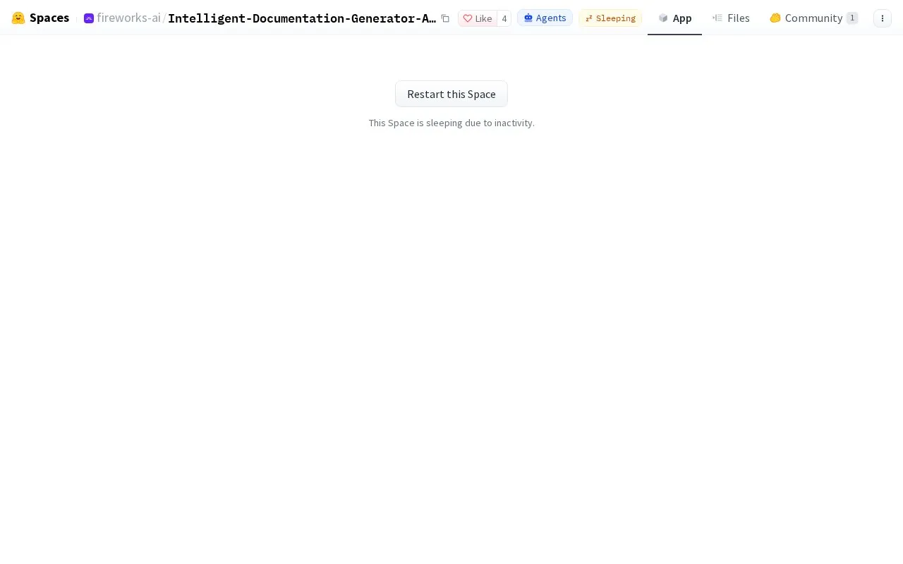 Intelligent Documentation Generator Agent homepage screenshot