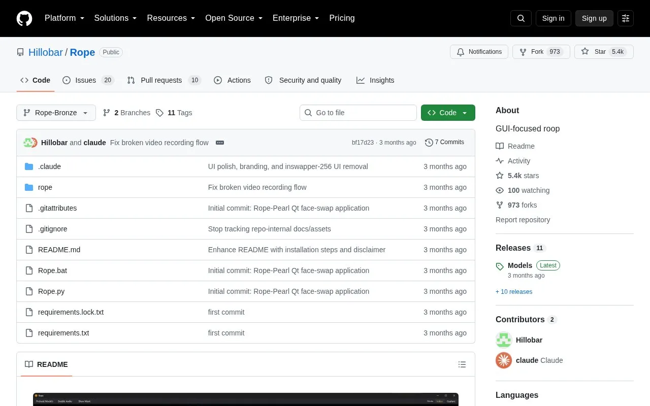 Rope homepage screenshot