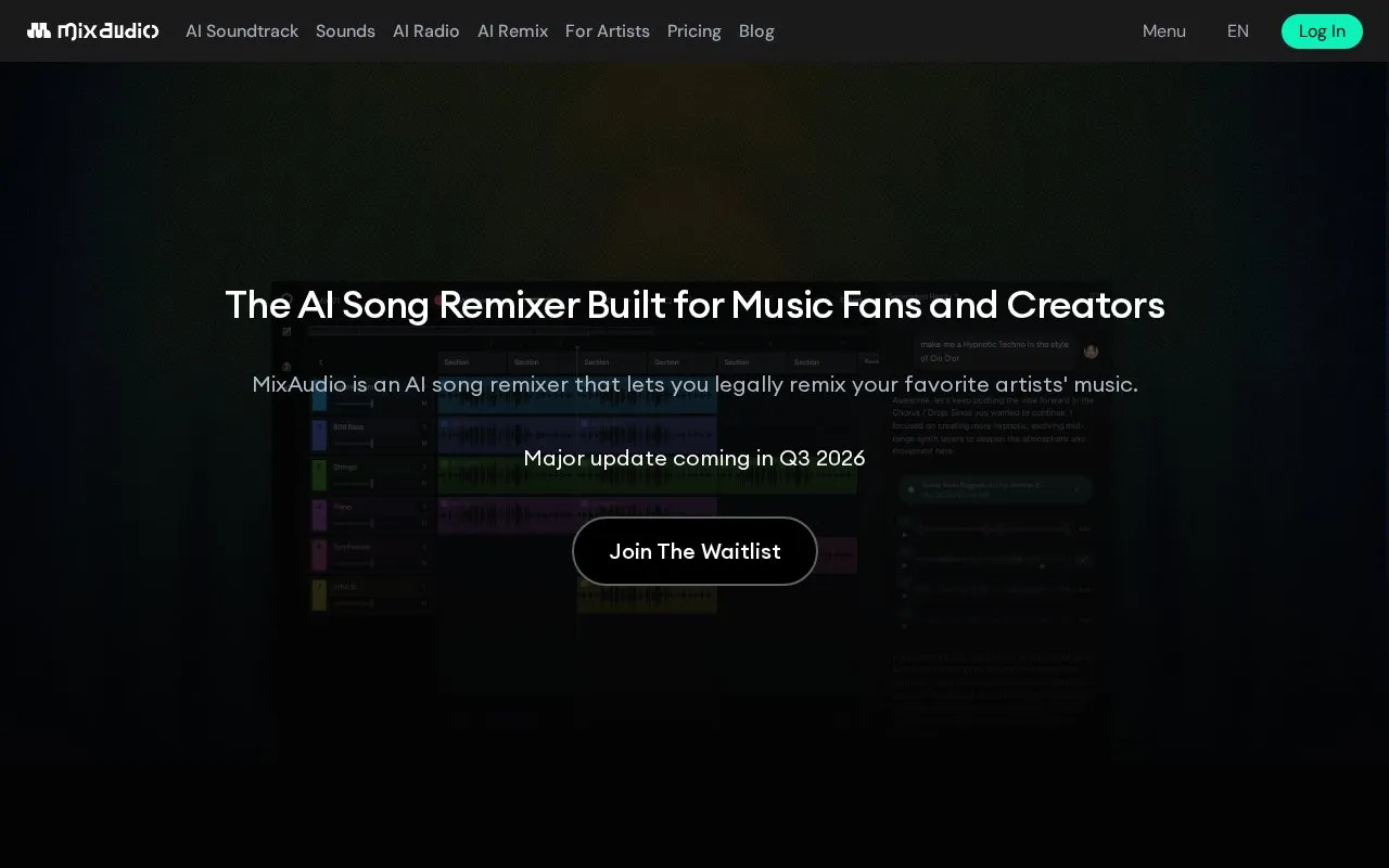 MixAudio homepage screenshot