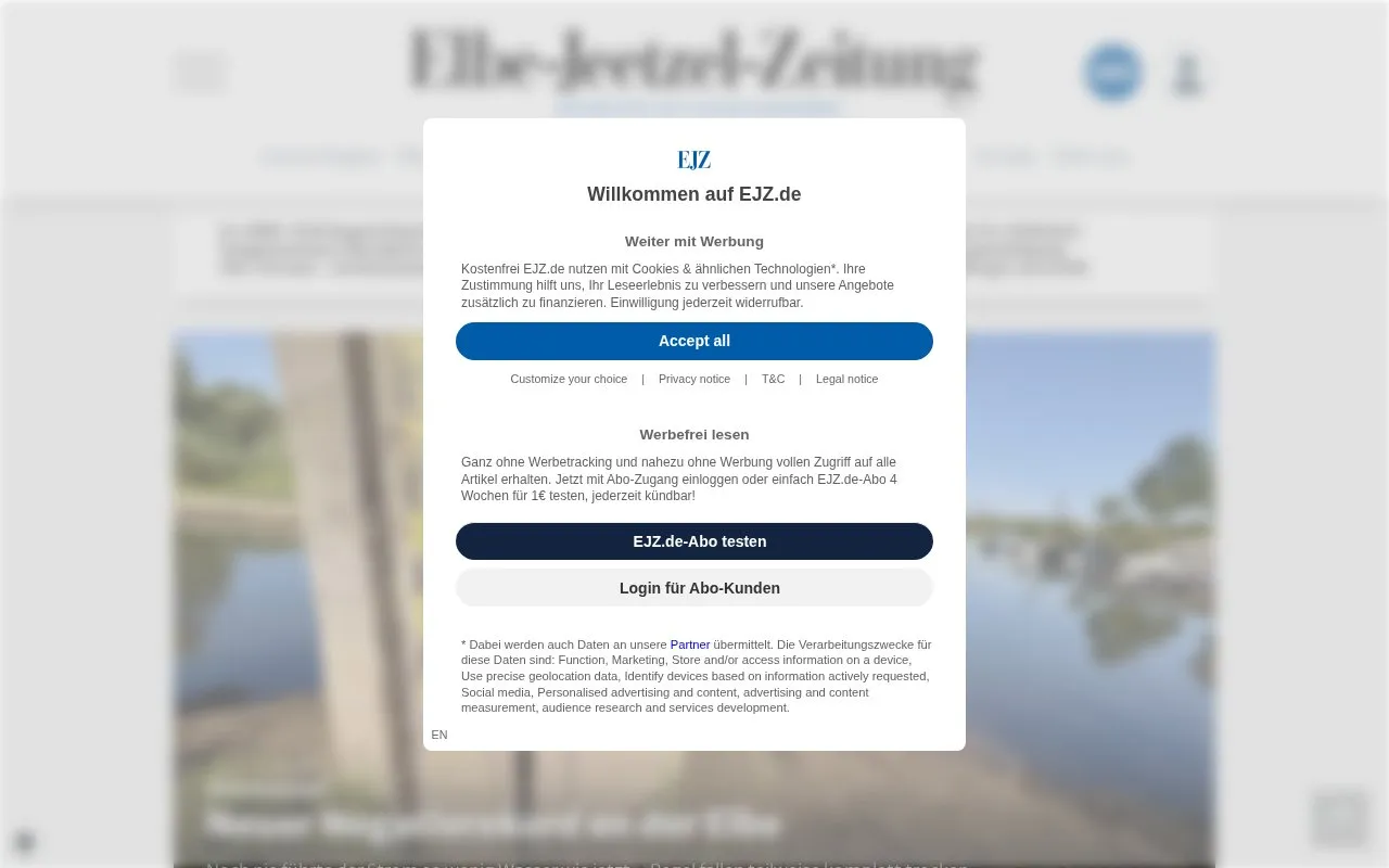Elbe-Jeetzel-Zeitung homepage screenshot