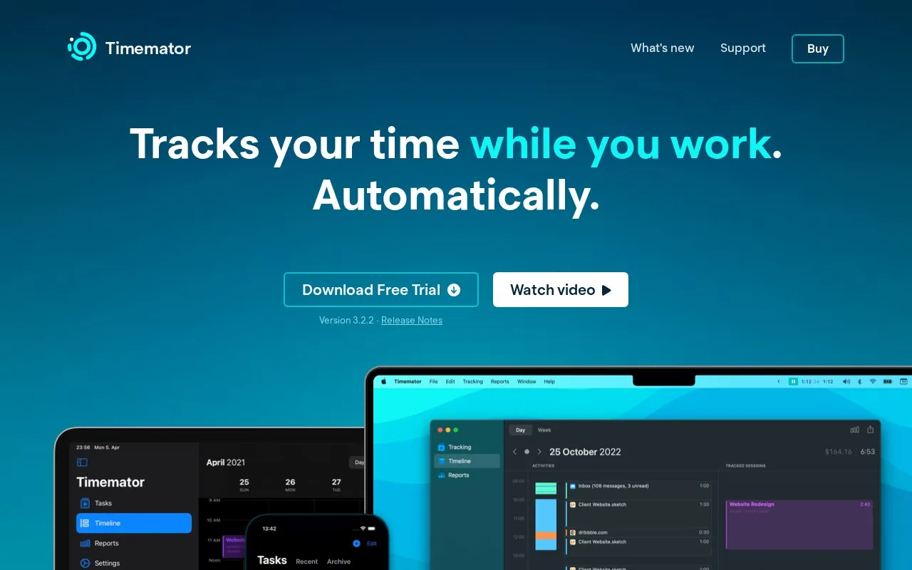 Timemator homepage screenshot