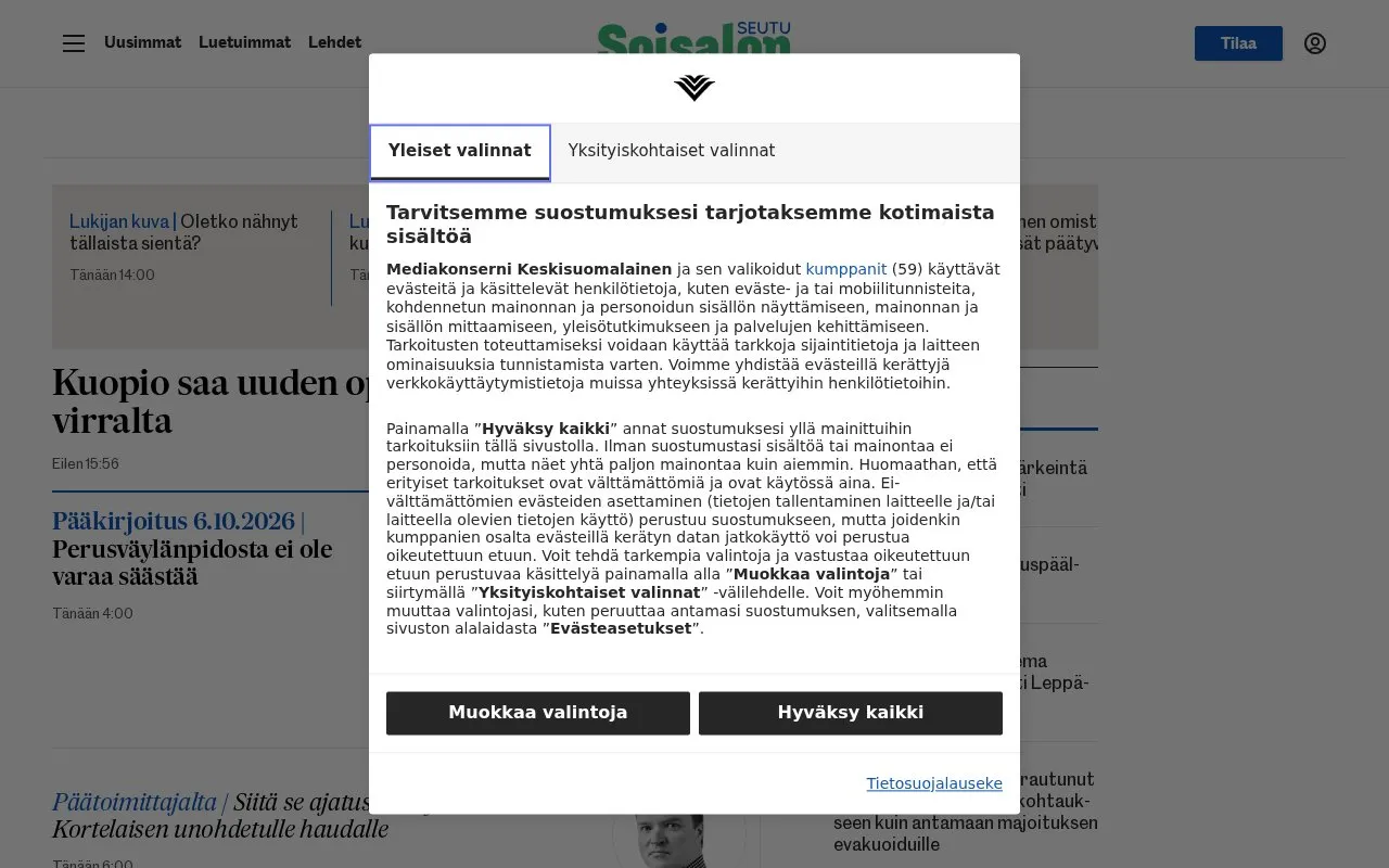 Soisalon Seutu homepage screenshot