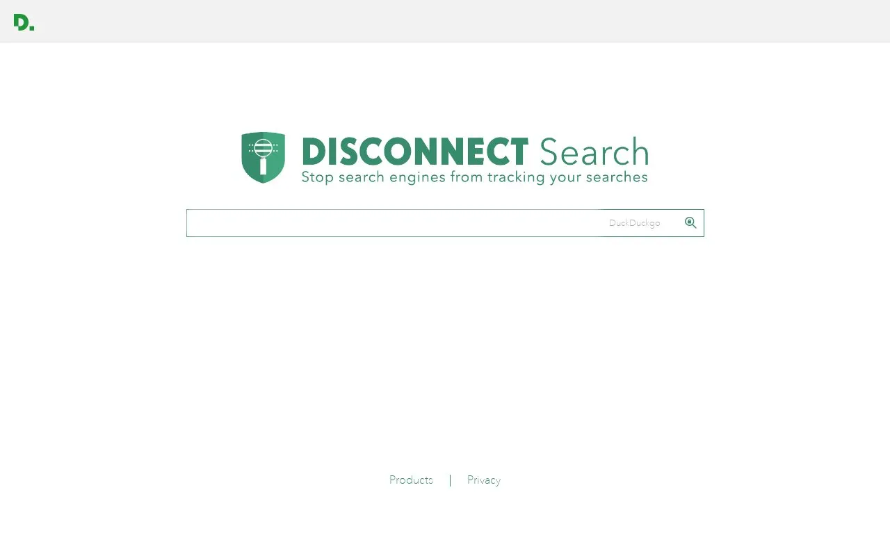 Disconnect Search homepage screenshot