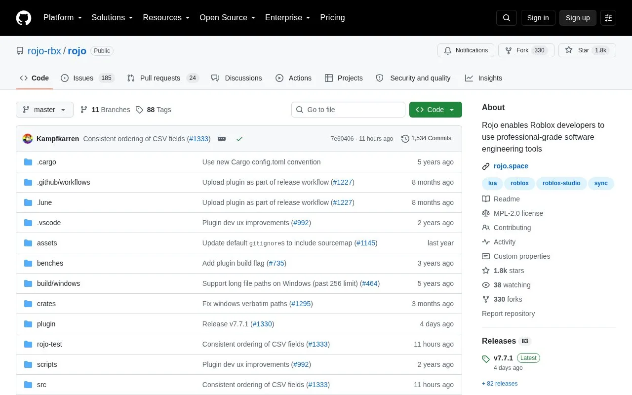 Rojo homepage screenshot