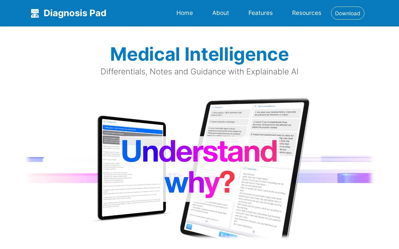 Diagnosis Pad homepage screenshot