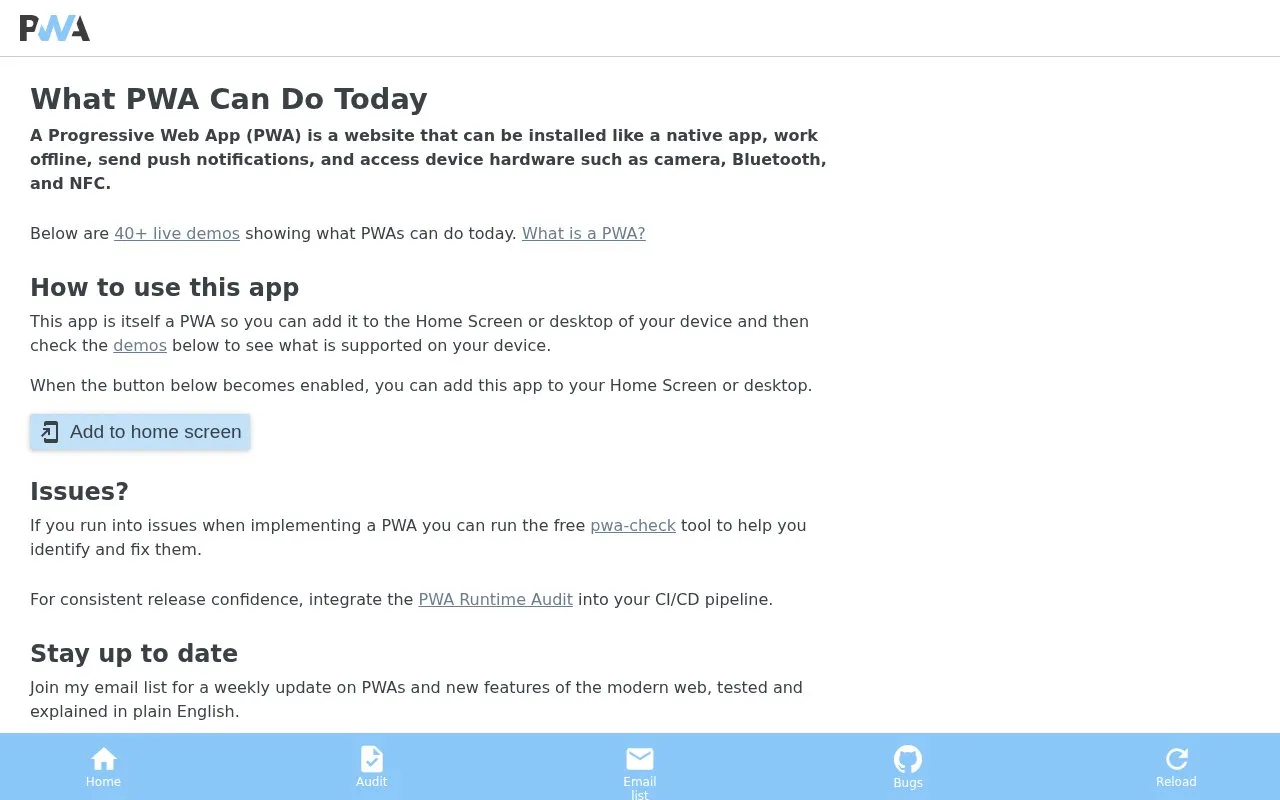 WhatPWACanDo homepage screenshot
